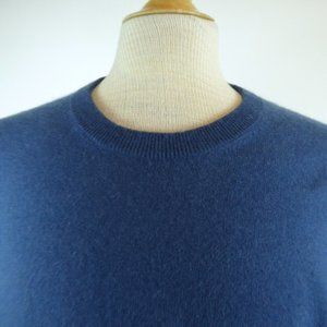 HARRISON blue 100% cashmere CREWNECK SWEATER preppy L